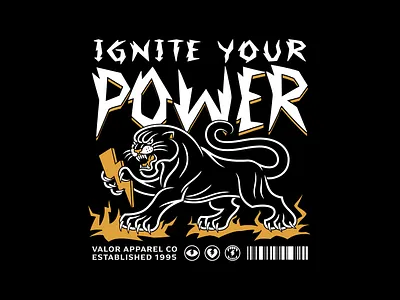 Panther Apparel Designs | Valor Apparel Co american traditional apparel branding dasedesigns graphic design illustration lightning logo design mascot mascot logo panther design panthers power tattoo tattoo logo valor