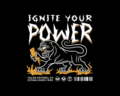 Panther Apparel Designs | Valor Apparel Co american traditional apparel branding dasedesigns graphic design illustration lightning logo design mascot mascot logo panther design panthers power tattoo tattoo logo valor