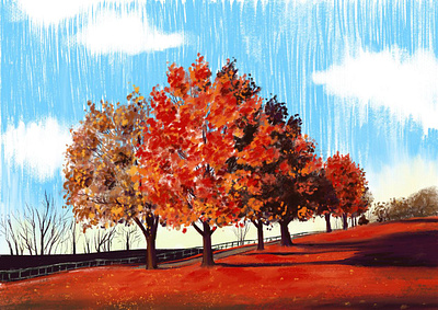 Autumn landscape autumn autumn illustration autumn landscape autumn trees autumn vibe draw drawing fall hand drawn hand painted illustration illustrator landscape paintings prints trees иллюстратор