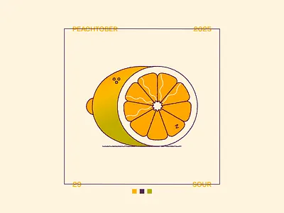 Peachtober Day 29: Sour 2d fruit illustration juice lemon peachtober section sour squeeze