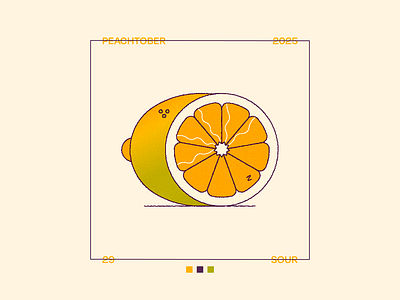 Peachtober Day 29: Sour 2d fruit illustration juice lemon peachtober section sour squeeze
