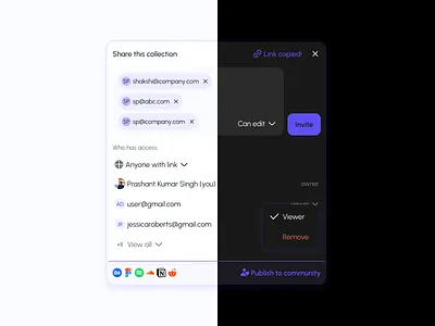 Smart Sharing Flow - Access & Permissions advanced sharing ui card ui cleandesign figmadesign minimaldesign productdesign publish ui sharing ui uiuxdesign