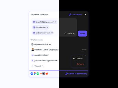 Smart Sharing Flow - Access & Permissions advanced sharing ui card ui cleandesign figmadesign minimaldesign productdesign publish ui sharing ui uiuxdesign
