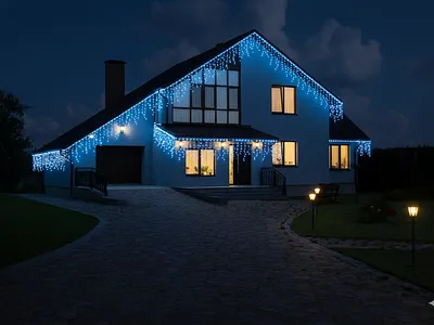 A house in the guise of a New Year's fringe with a touch of neon ai assisted design