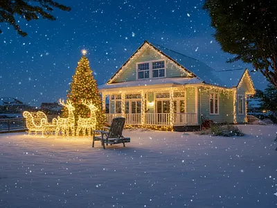 Winter fairy tale in the village - illumination ai assisted design