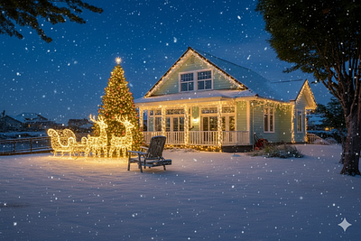 Winter fairy tale in the village - illumination ai assisted design