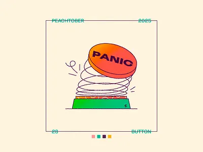 Peachtober Day 28: Button 2d art challenge boing broken button icon illustration panic peachtober press spring