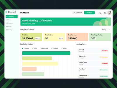 POS - Diamond Ai Dashboard admin panel ai dashboard analytics dashboard app design business intelligence dashboard design dashboard ui data visualization diamond ai finance dashboard interface design modern ui point of sale pos design pos system saas product software design uiux design user interface web design