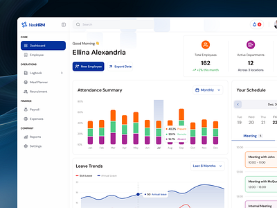 NeoHRM - HRM Web Application admin panel clean ui dashboard design dribbble shot employee management enterprise software hr management hr software hrm web application human resources modern design neohrm product design productivity professional recruitment saas ui time tracking uiux design web app