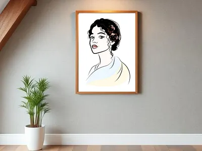 Whisper of femininity art digital drawing feminine art graphic design illustration line art minimal art modern art portrait visual poetry wall art