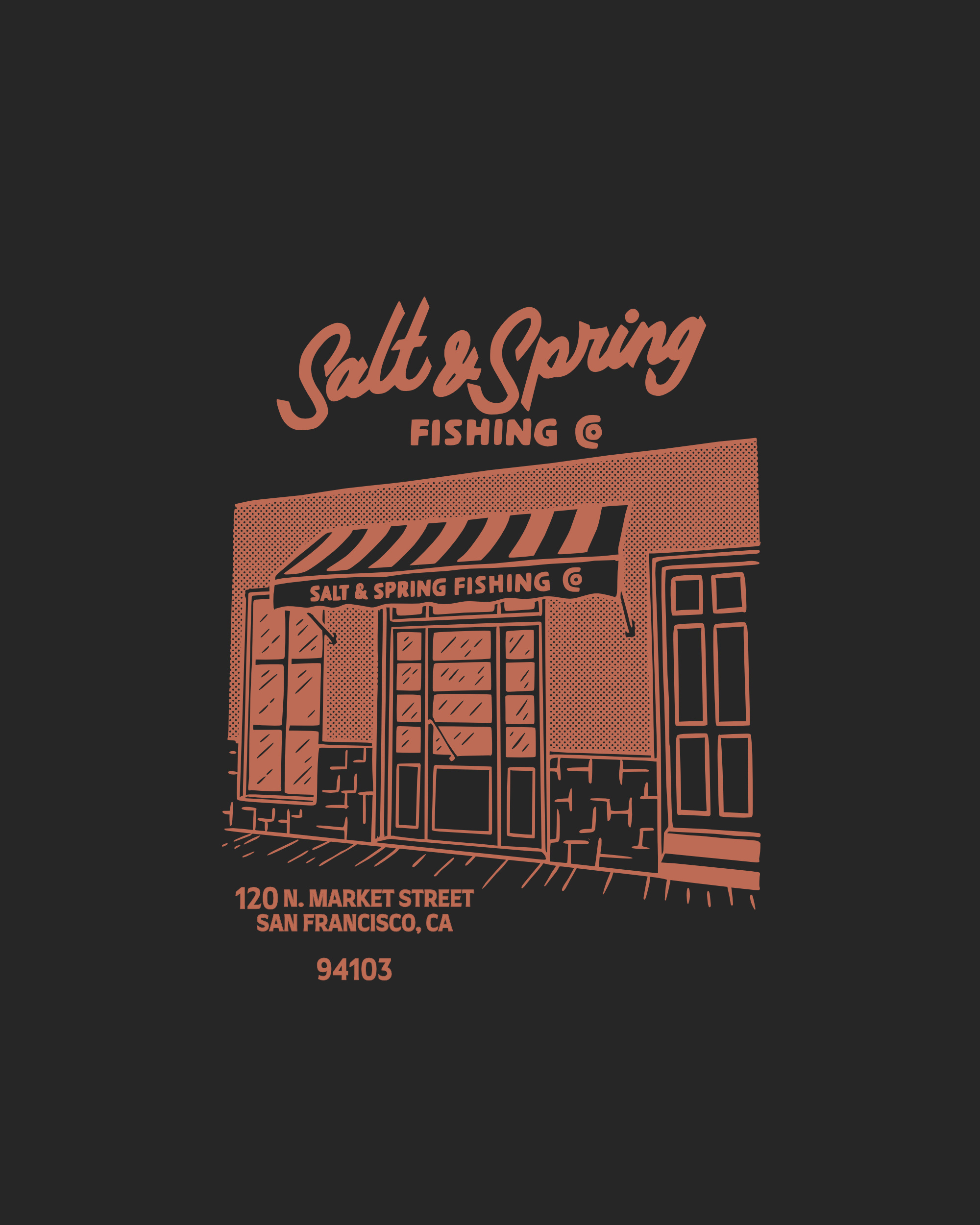 Salt & Spring Fishing Co. Graphic Design Concept brand brand identity branding design fishing font front graphic graphic design hand drawn illustration logo script small business store type typography vector vintage vintage design