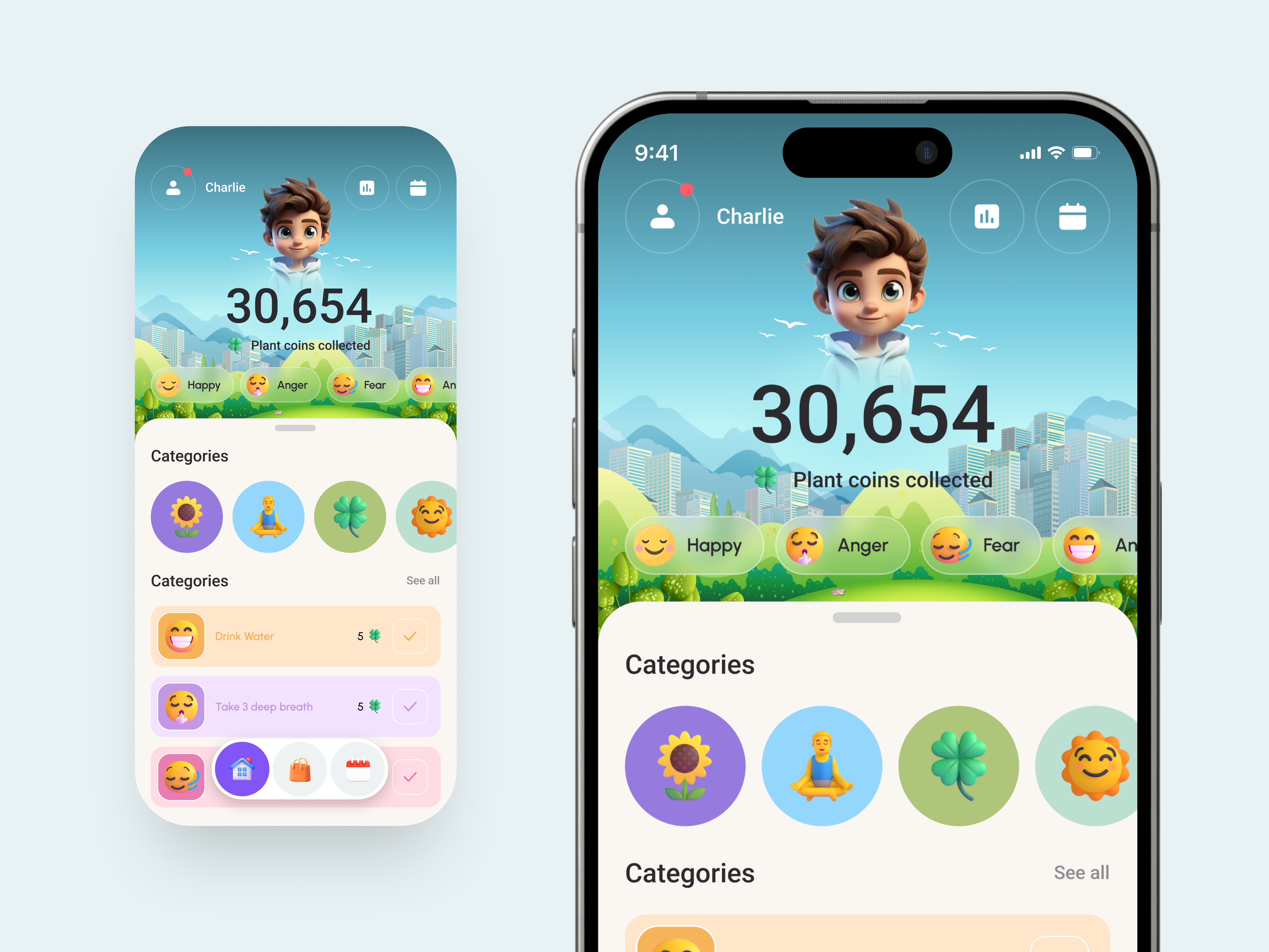 Gamified Wellness App | Emotional Health & Habit Tracker UI/UX D ai app app design daily goals design design system fitness habit tracker interface meditation mental health mindfulness mobile mood tracker task management template ui ui design ui kit uiux