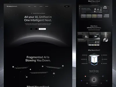 NeuroNest - Futuristic AI Co-Pilot SaaS LLM Landing Page Website ai ai assistant company profile dark elegant gradient landing page landing page design luxury minimalist modern productivity professional startup ui ui design web web design website website design