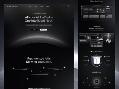 NeuroNest - Futuristic AI Co-Pilot SaaS LLM Landing Page Website ai ai assistant company profile dark elegant gradient landing page landing page design luxury minimalist modern productivity professional startup ui ui design web web design website website design