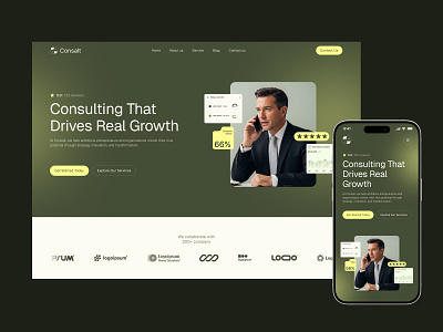 Consalt - Business Consulting Website design agency website business consulting website consultancy consultation financial advisor header home page landing page responsive design ui uiux ux website design