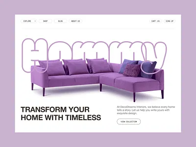 Homey Landing Page | DecoDreams Interiors creative design designinspiration furniture store hero exploration interior design luxury design minimal minimalist product ui uidesign uidesigner userinterface ux webdesign website