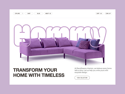 Homey Landing Page | DecoDreams Interiors creative design designinspiration furniture store hero exploration interior design luxury design minimal minimalist product ui uidesign uidesigner userinterface ux webdesign website