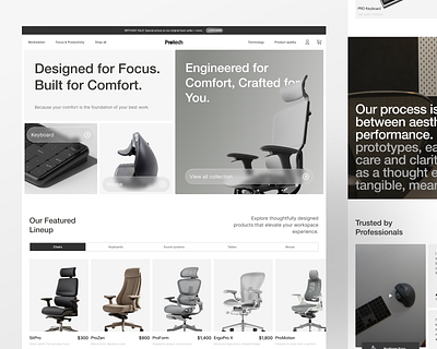 Prodtech — Premium Workspace eCommerce Design conversion conversiondesign ecommercedesign ergonomicdesign furnituredesign landingpage minimaldesign productshowcase productwebsite ui ux uxuidesign web webdesign workspacesetup