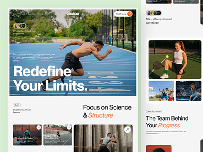 Sport & Fitness Coaching — Landing Page Concept clean ui coach concept design coach landing page coach ui coach website design trend2025 fitness website healthwellness modern design personal branding personal portfolio sport coach sport website trainer website ui design uiux design user experience design