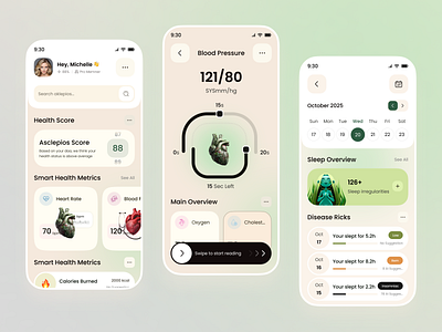 Asclepios — AI Healthcare App ai healthcare app aihealthcareapp android app digital health app health tracker healthcare app healthcare ui healthcare ui kit ios app mobile app mobile app design nutrition app product design smart health app smarthealthapp tracking app virtual health app wellness app