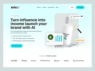 Brand Me Now - AI SaaS Website for Brand Creation ai saas brand website branding design e commerce landing page logo design product product design saas platform software typography ui ux ux design wavespace web design web ui design website redesign website ui