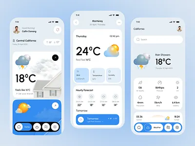 Weather Mobile App - UI Concept app design app interfaces best app design branding forecast home mobile app mobile app design mobile login search snow temperature ui ux weather weather app weather dashboard weather forecast weather ui weather widget