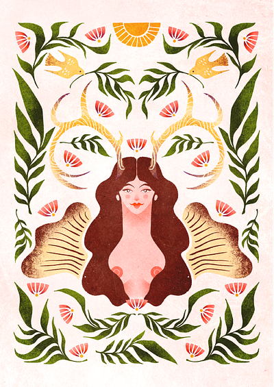 Forest Folklore folk art folklore forest illustration procreate woman