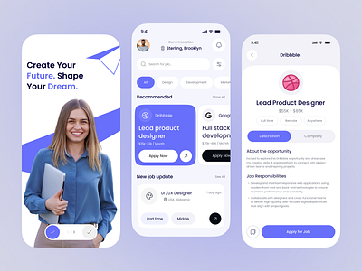 HireMe – Smart Job Finder Mobile App Design ai app app design best app design career careerapp ios app job board job details job finder app job search jobportal list job mobile mobile app design modern app ui modern ui recruitment app recruitmentapp ui ux design workapp