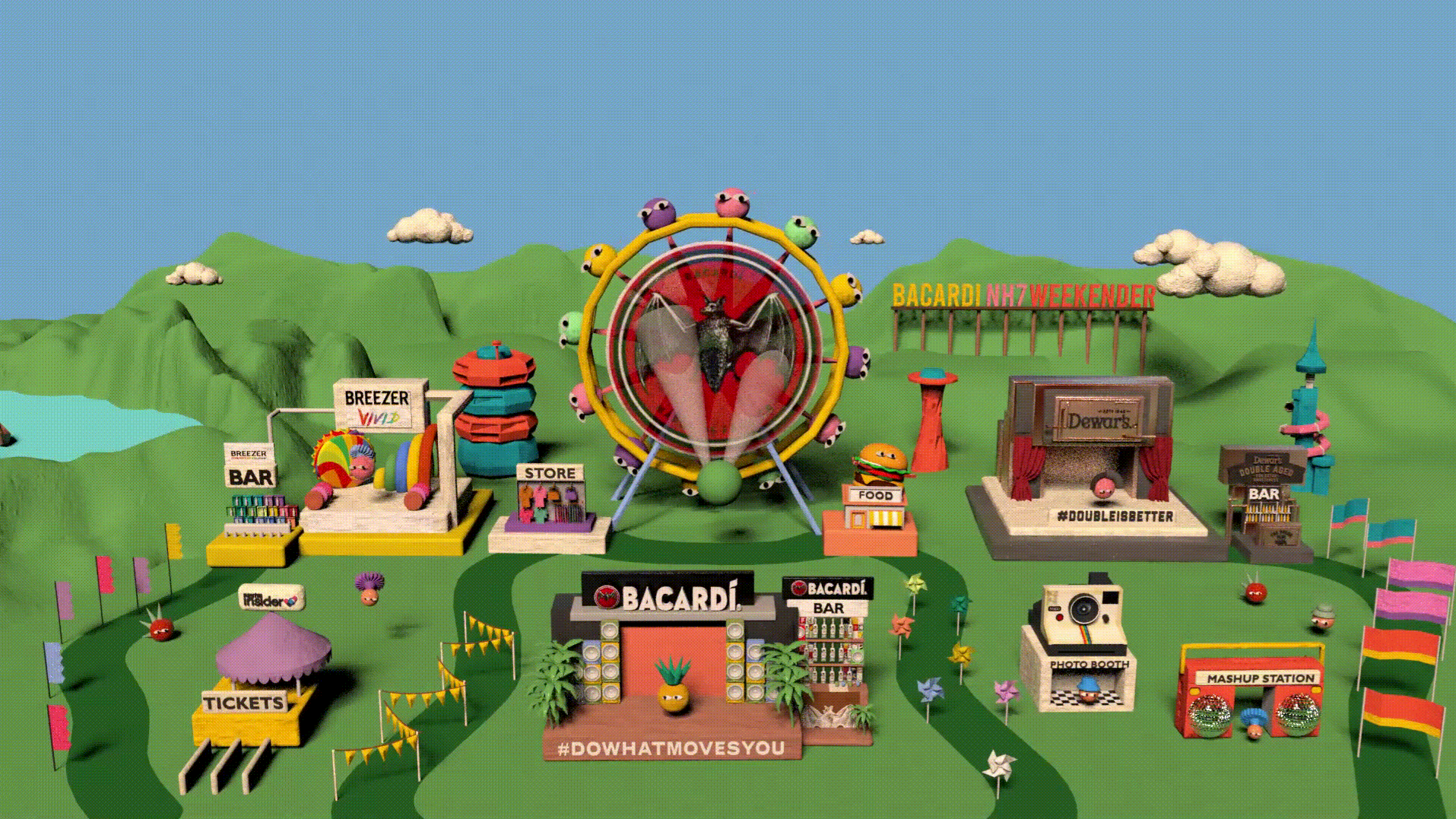 Bacardi NH7 Weekender - 2020 animation bacardi creative design development game design game development music festival ui