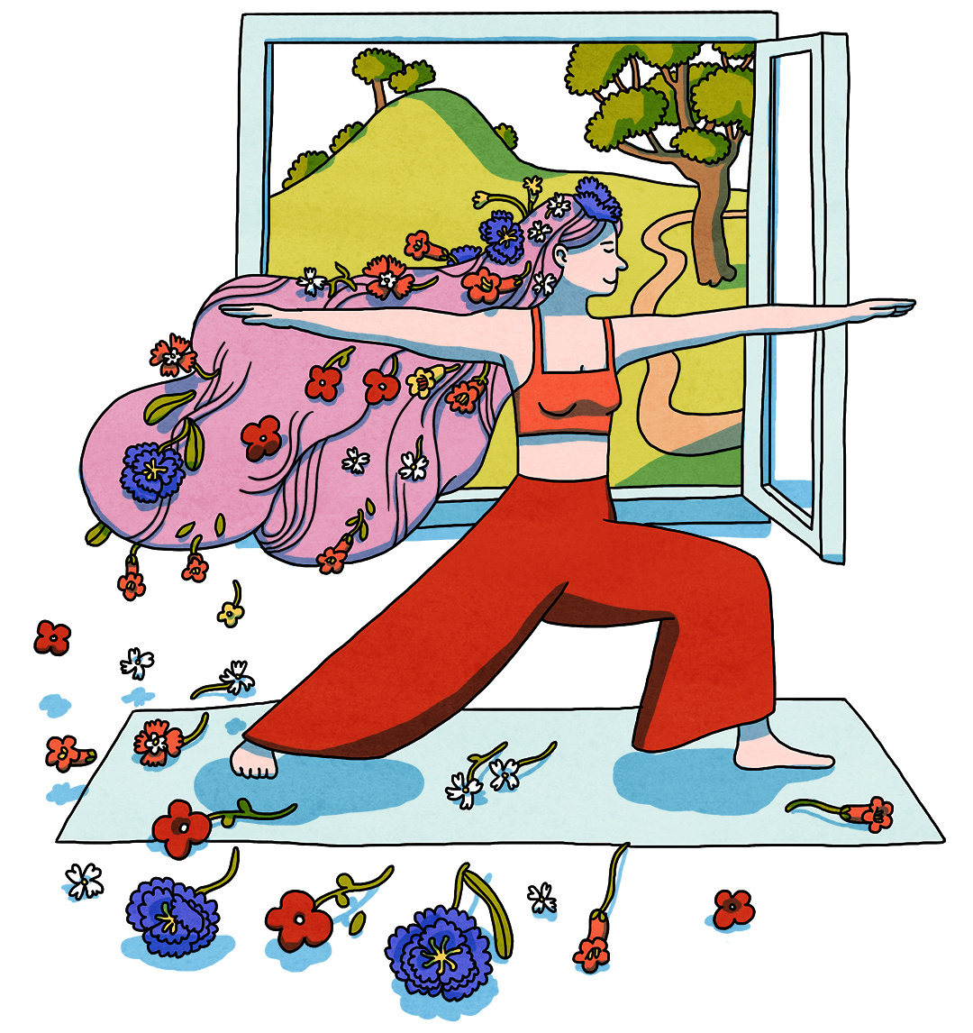 yoga illustration editorial illustration illustration meditation mindfulness woman illustration yoga