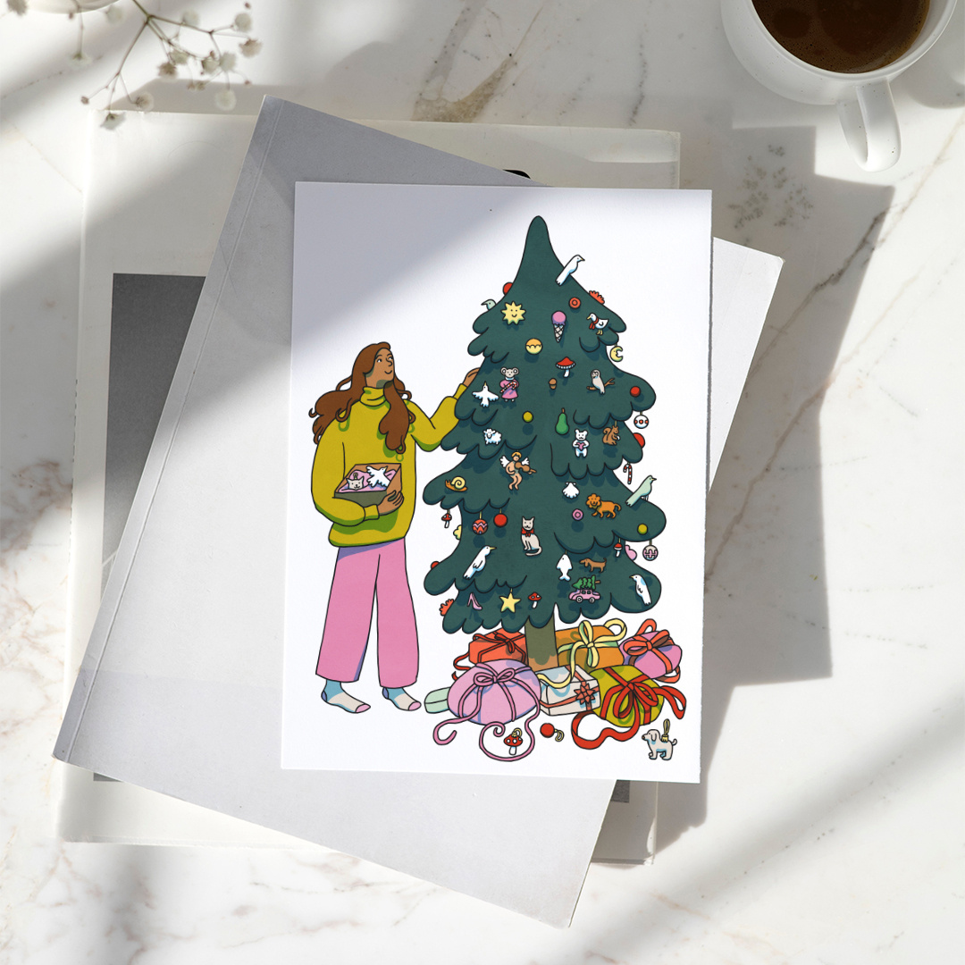 Illustrated Christmas card card illustration christmas christmas card editorial illustration holidays illustration people illustration postcard spot illustration winter