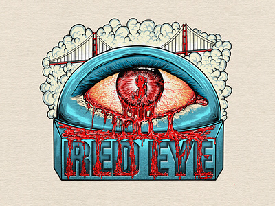 Red Eye : Illustration for Merchandise T-shirt apparel artwork badges bloodyart branding bridge cloudart design drippingeffect eye graphic design illustration logo meltingtypography merchandise psychedelicart redeye surrealart t shirt ui