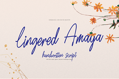 Lingered Amaya | Handwritten Script beautiful font copperplate cursive handwritten lettering ligature logo minimalist modern fonts nostalgic romantic font script swashes title typography unique vintage vintage script wedding whimsical