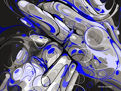 couple abstract abstractart blue colorful curve design grey hand handgesture illustration line monochrome ring unique vector vectorart