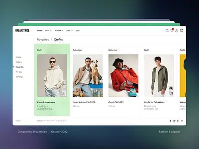 URBANSTRIDE - eCommerce/Outfit Configurator apparel configurator desktop ecommerce fashion favourites outfits ui design ux design website