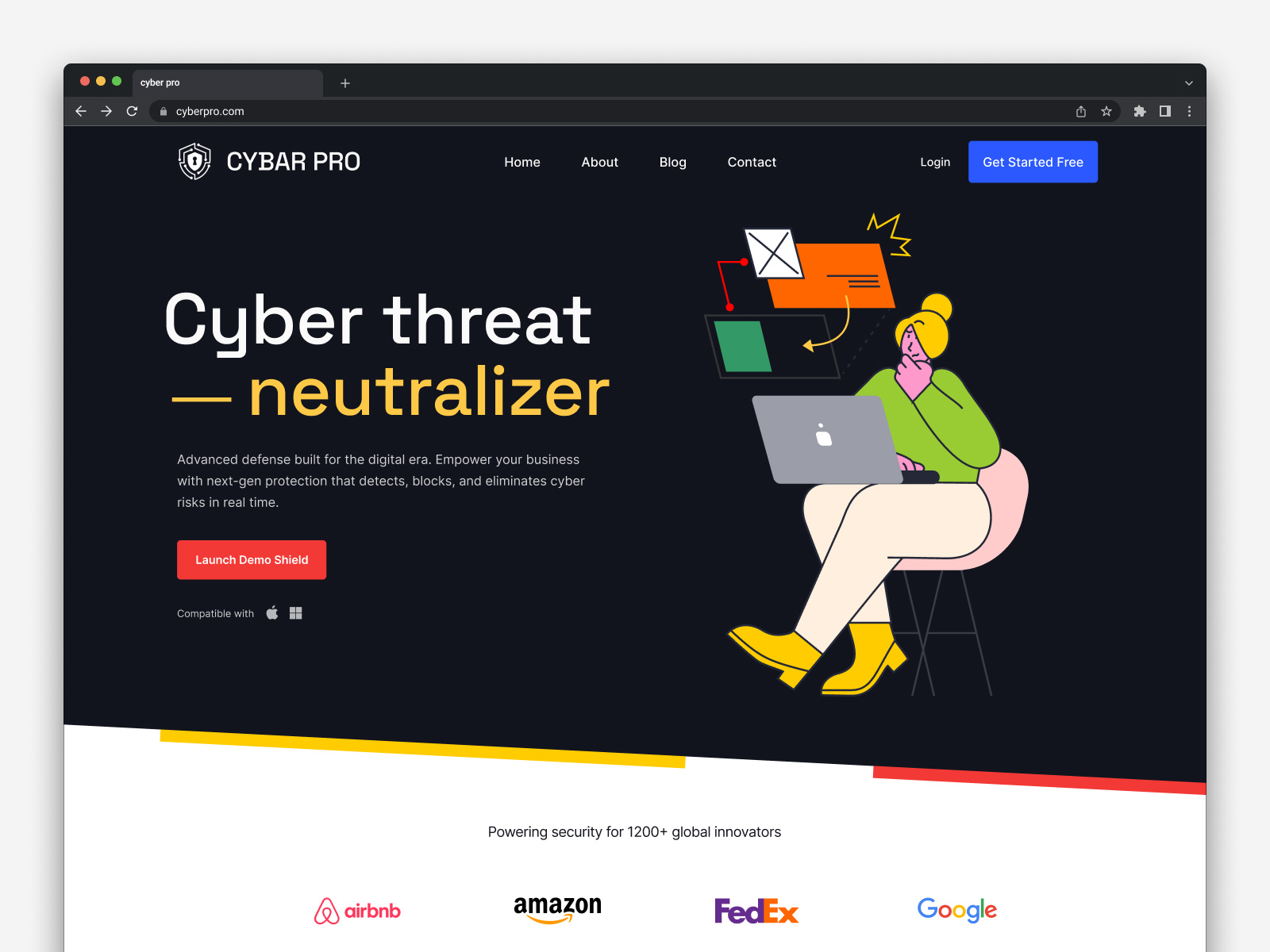 Cyber Security Website Full Landing Page UI Design bold design creative direction cyber security dark mode ui digital protection dribbble figma design landing page modern interface product design tech design ui design uxui web design website concept