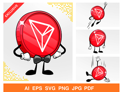 Tron Crypto Sticker Package|Tron Cartoon Mascot Design binance bitcoin blockchain cartoon coin crypto currency design icon illustration logo mascot nft sticker tron tron character vector
