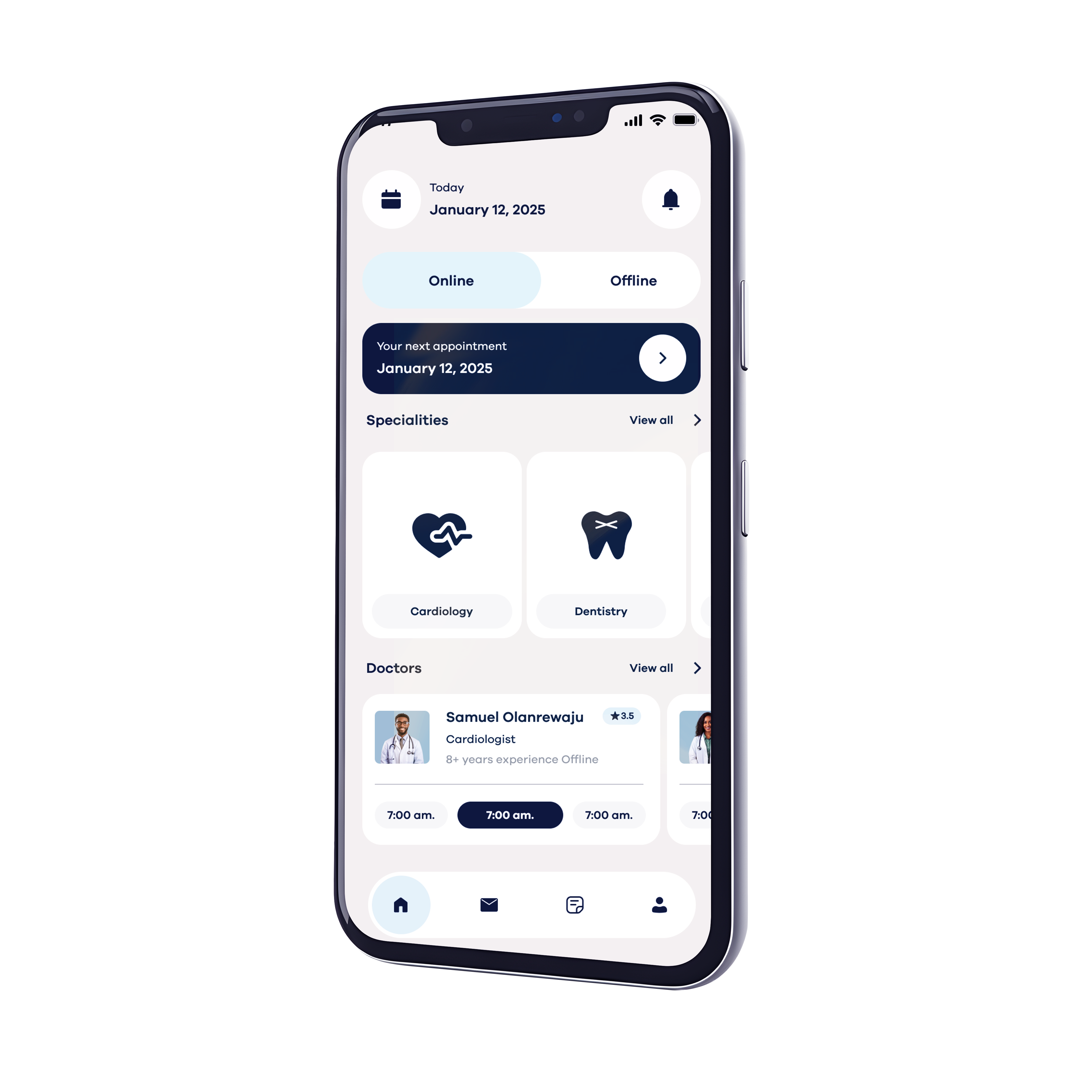 Example of Doc App: Doctor’s Appoint. App UI Design