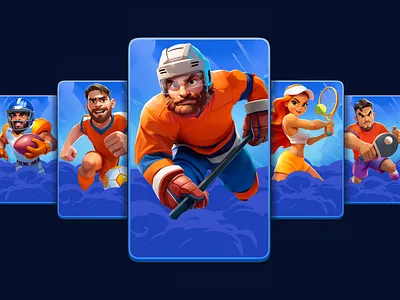 Sport Ice Hockey Player ai blue cards cartoon casual character character design color digital art game game design graphic design helmet ice hockey illustration smoke soccer sport tennis