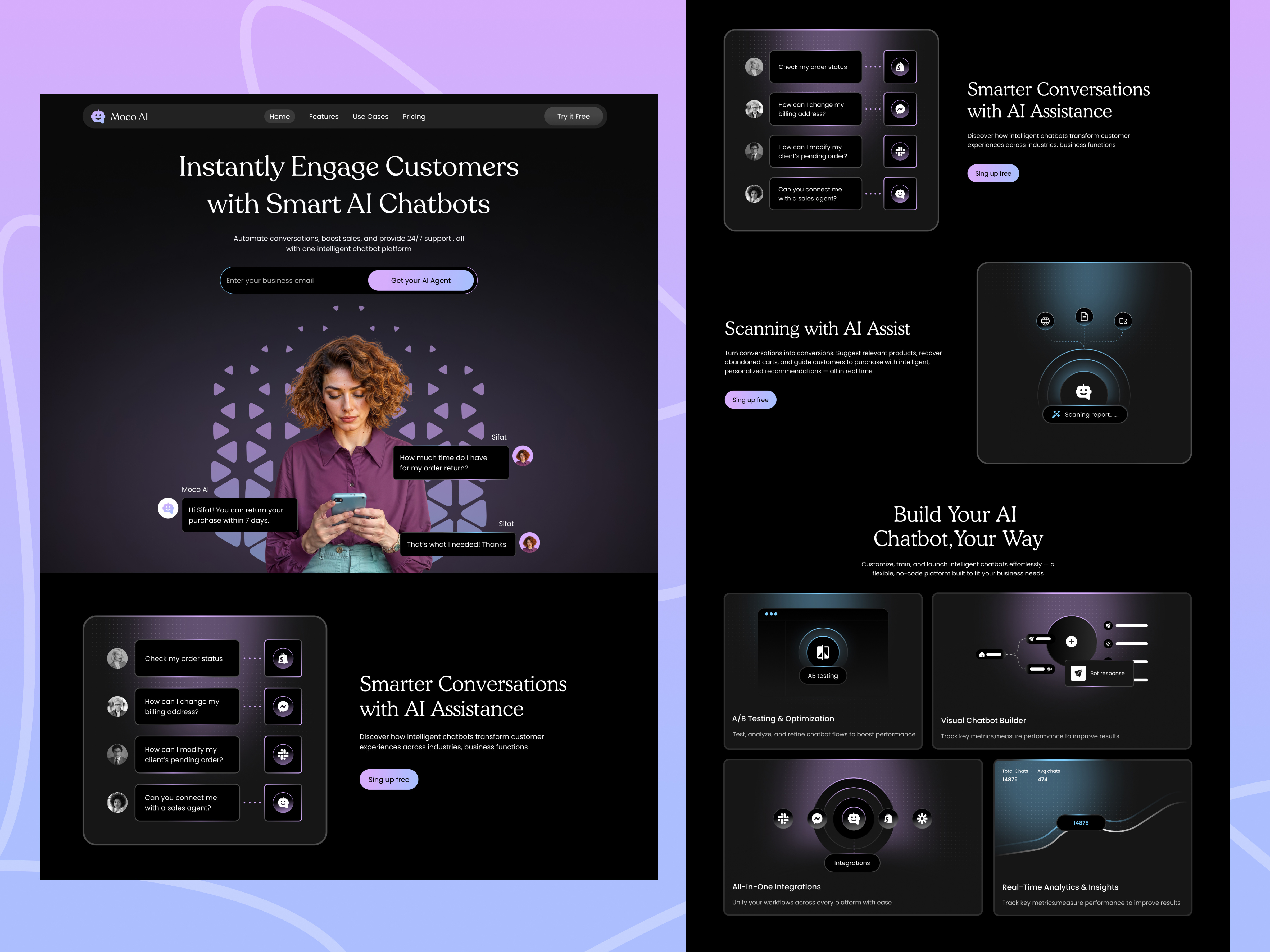 AI Chatbot SaaS Landing Page ai agent ai assistant ai chatbot ai chatbot landing page ai chatbot software ai chatbot website ai consultant landing page ai landing page ai saas landing page ai saas website ai website b2b saas landing page customer service website landing page design saas landing page saas website uiux uiux designer virtual assistant web design