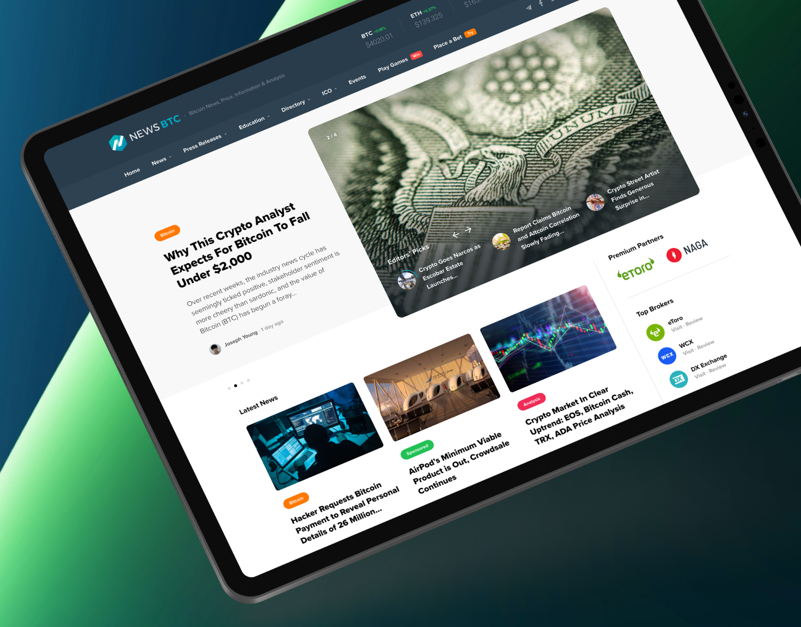 NewsBTC - Crypto News Website altcoin bitcoin brand identity branding crypto crypto news cryptocurrency news ui uiux web web3 webdesign wordpress