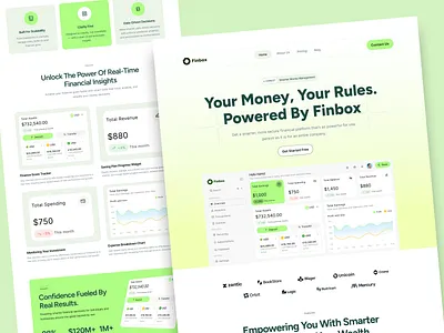Finbox - FinTech SaaS Landing Page branding custom website design figma design figma website fullstack development fullstack website graphic design logo motion graphics ui ui ux design user interface design web design webflow design webflow development website design website mockup wordpress wordpress website