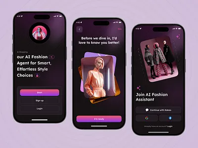 AI-Powered Fashion Assistant App – Onboarding Screens ai app ai assistant ai ux app design clean ui daily ui fashion app fashion design fashion inspiration fashion ui mobile app modern ui monimal design onboarding smart fashion styleapp stylish uiux designer