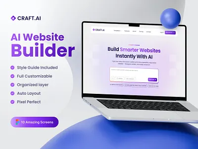 CraftAI - AI Website Builder Template ai website figma figma design ui ui design uihut web template website builder website design website template