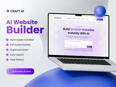 CraftAI - AI Website Builder Template ai website figma figma design ui ui design uihut web template website builder website design website template