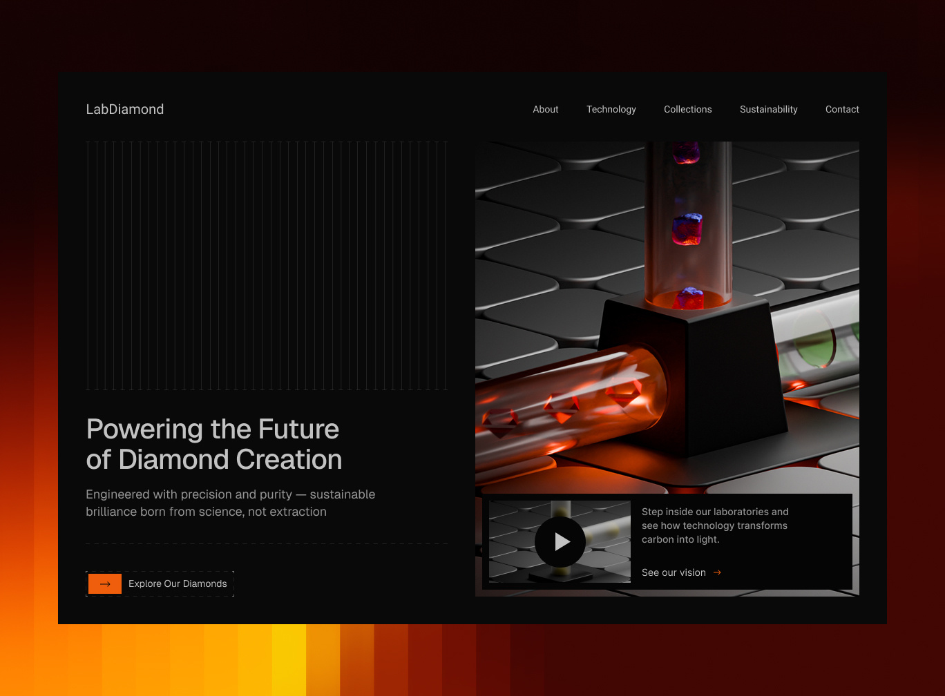 LabDiamond Hero Exploration 3d render blender hero lab diamond landing page ui ux web design web3