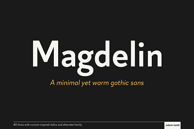Magdelin Font Family advertising american gothic branding calligraphy contemporary corporate display editorial logo grotesque magdelin font family packaging semi condensed versatile vintage workhorse