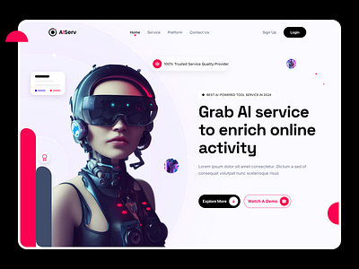 AIServ - AI Service Platform ai platform ai saas web ai service al landing page branding clean design design interior design minimal website design nft landing page nft website product design saas landing page saas website service provider ui ux web design website design