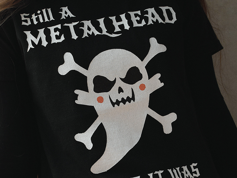 Still A Metalhead 'Cause It Was Never A Phase ghost graphic design illustration it was never a phase metal metalhead music skull stencil t shirt t shirt design