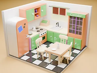 Kitchen 3D 3d 3d design graphic design